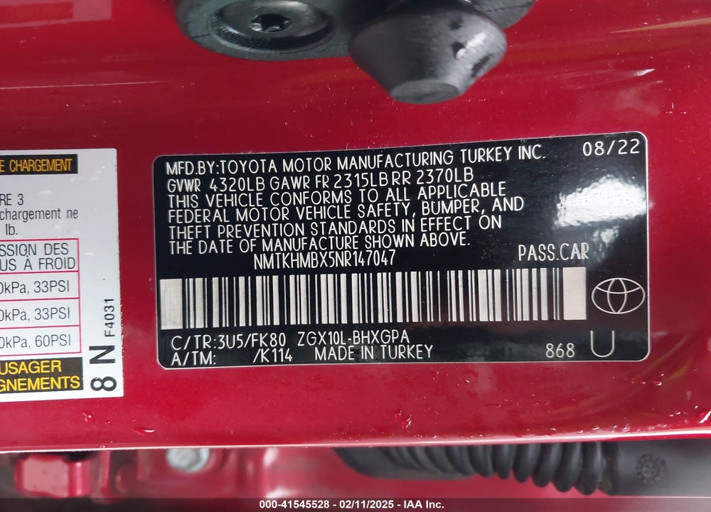 2022 TOYOTA C-HR XLE VIN: NMTKHMBX5NR147047