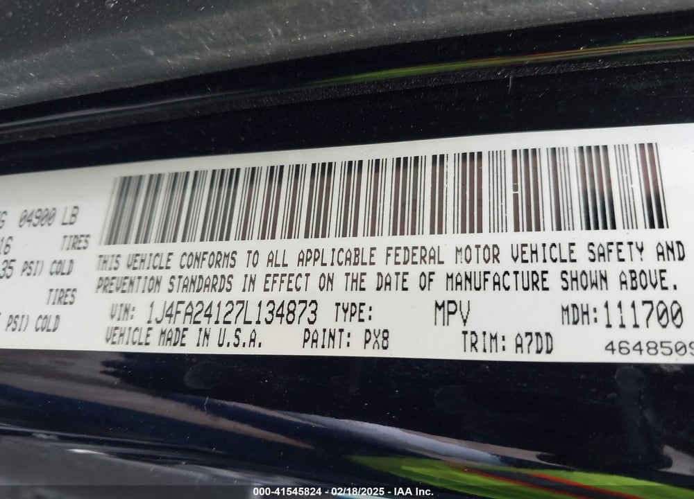 2007 JEEP WRANGLER / VIN: 1J4FA24127L134873