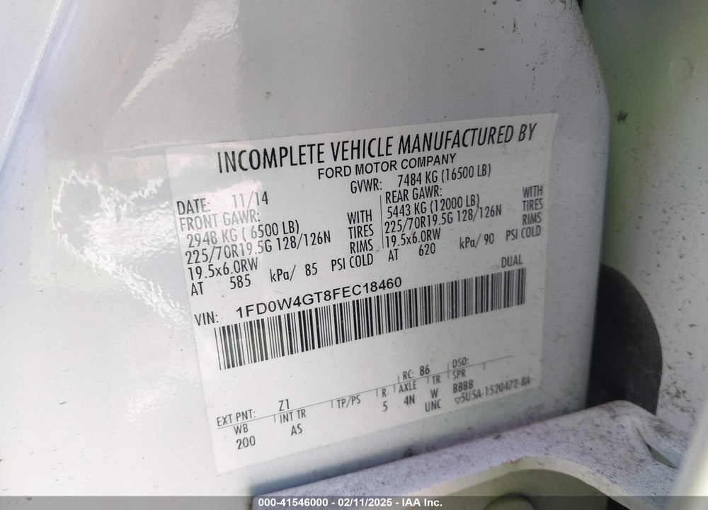 2015 FORD F-450 CHASSIS XL VIN: 1FD0W4GT8FEC18460