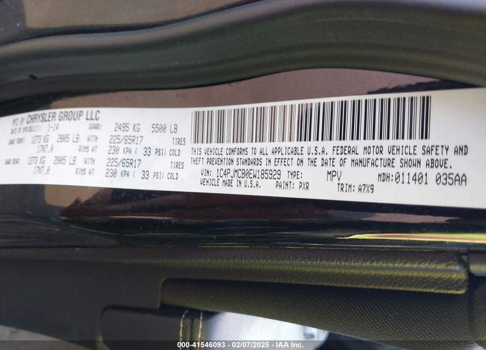 2014 JEEP CHEROKEE LATITUDE VIN: 1C4PJMCB0EW185929