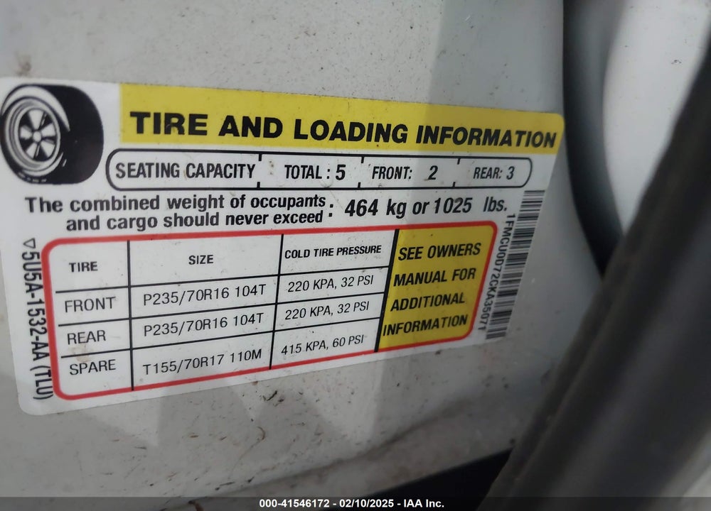 2012 FORD ESCAPE XLT VIN: 1FMCU0D72CKA35071