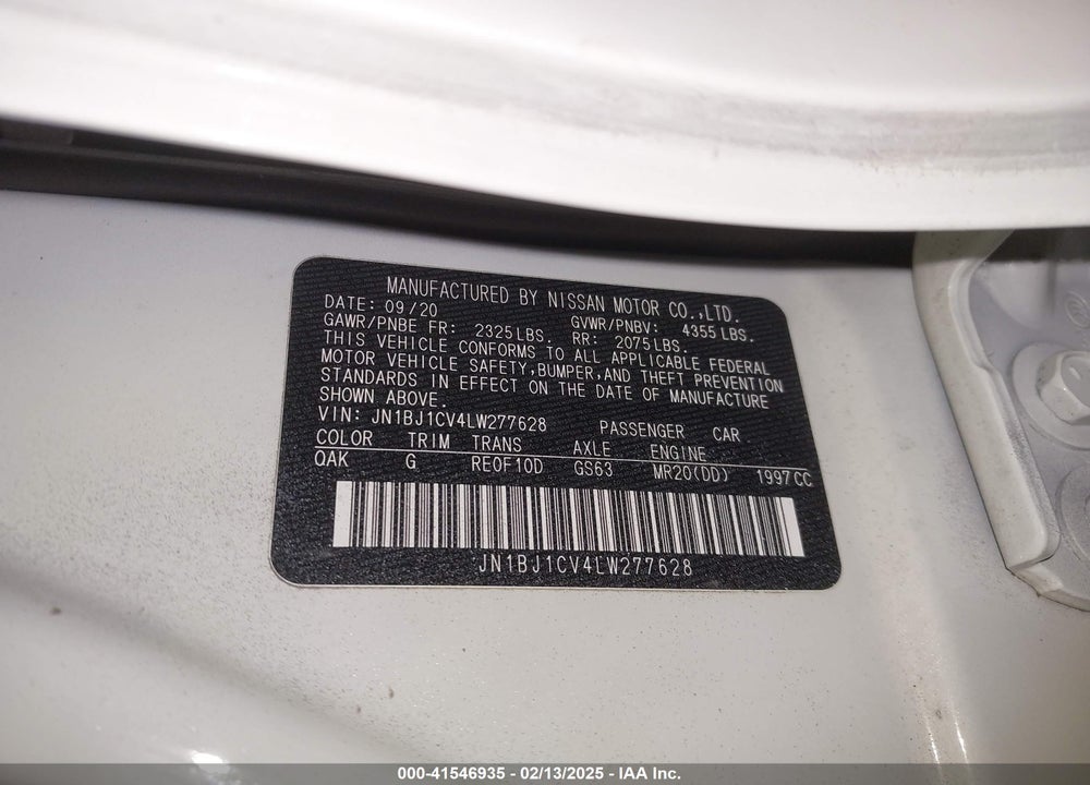 2020 NISSAN ROGUE SPORT VIN: JN1BJ1CV4LW277628