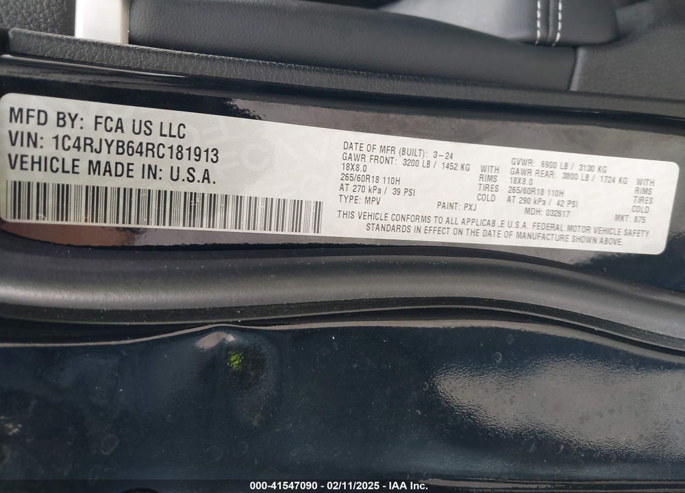 2024 JEEP GRAND CHEROKEE 4XE VIN: 1C4RJYB64RC181913