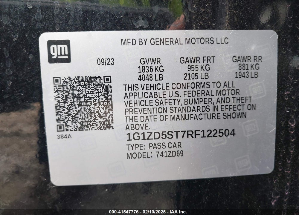 2024 CHEVROLET MALIBU FWD 1LT VIN: 1G1ZD5ST7RF122504