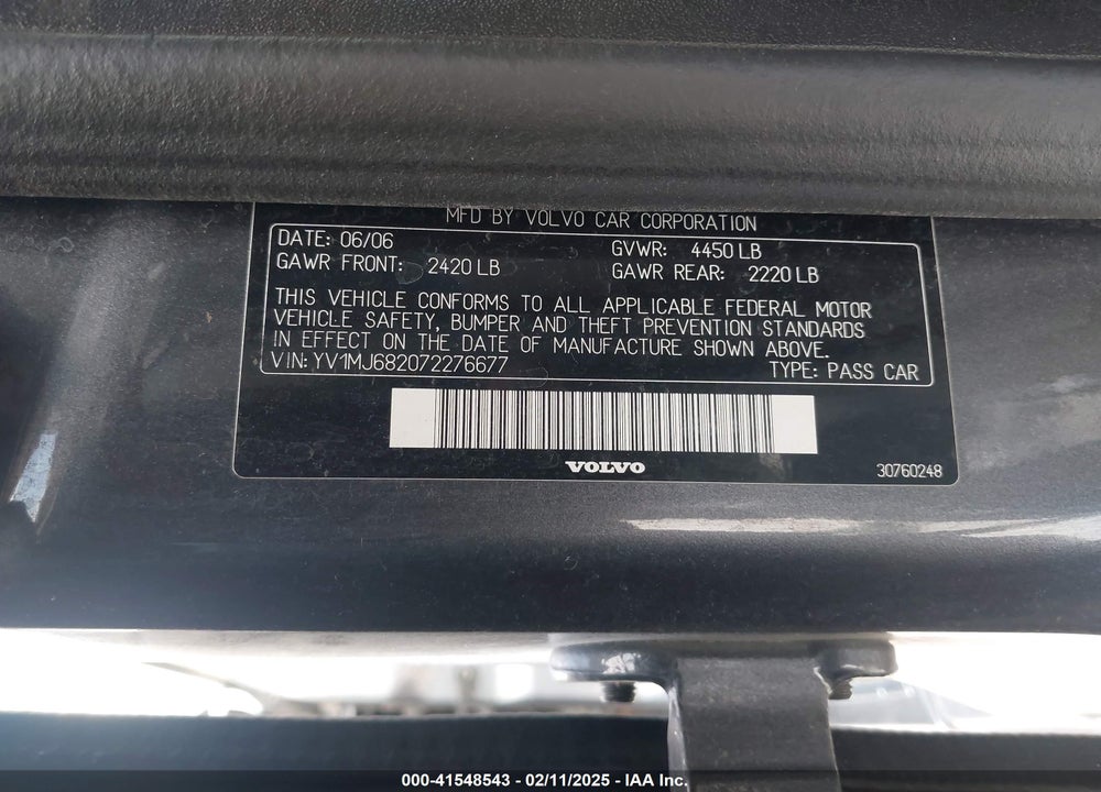 2007 VOLVO V50 T5 VIN: YV1MJ682072276677