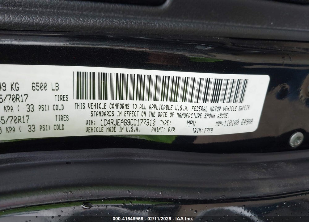 2012 JEEP GRAND CHEROKEE VIN: 1C4RJEAG9CC177310