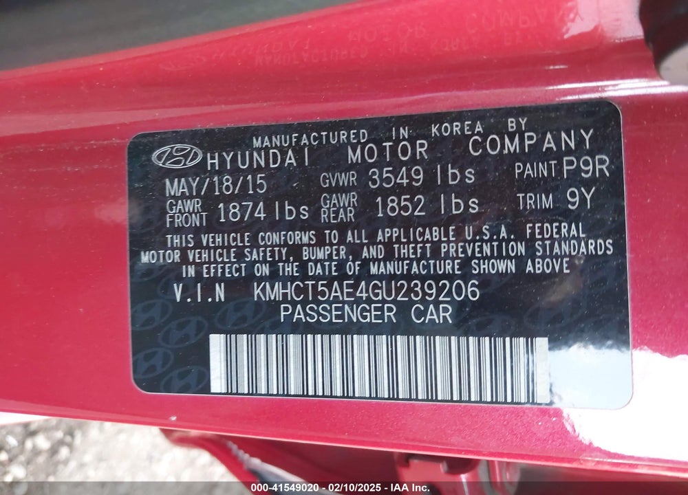 2016 HYUNDAI ACCENT SE VIN: KMHCT5AE4GU239206