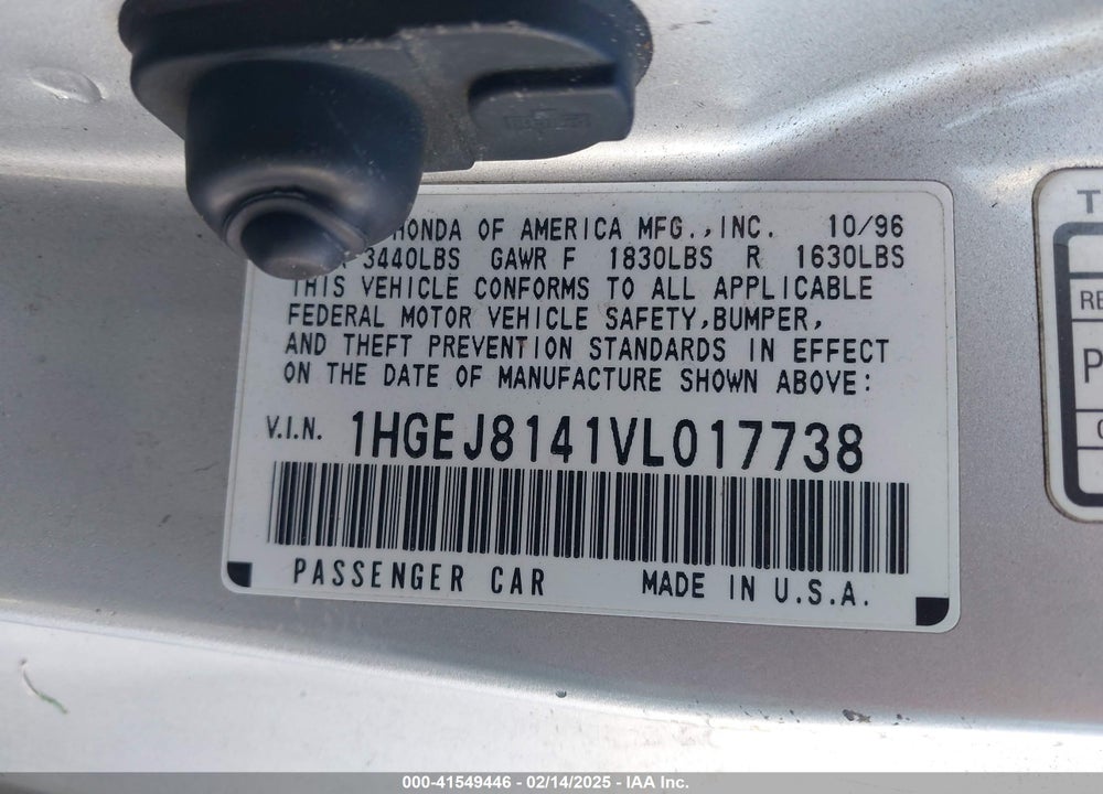 1997 HONDA CIVIC EX VIN: 1HGEJ8141VL017738