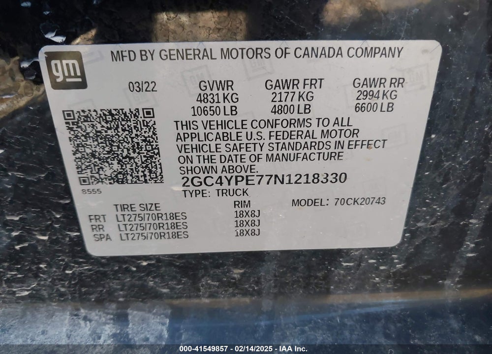 2022 CHEVROLET SILVERADO 2500HD 4WD STANDARD BED LTZ VIN: 2GC4YPE77N1218330