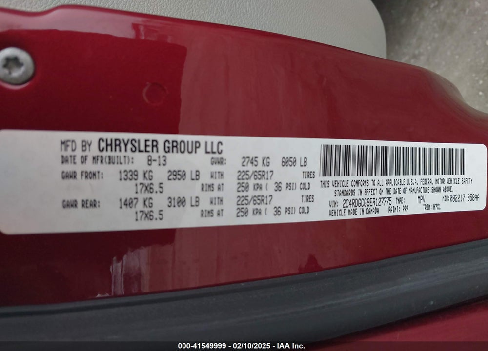 2014 DODGE GRAND CARAVAN SXT VIN: 2C4RDGCG9ER127775