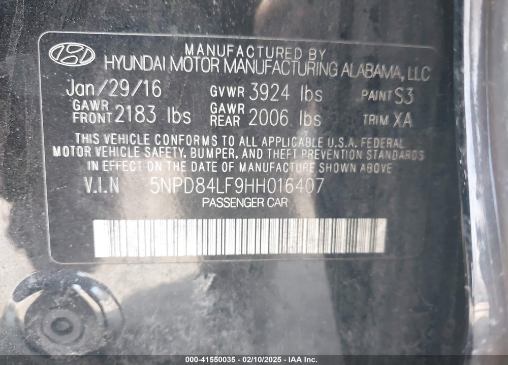2017 HYUNDAI ELANTRA SE VIN: 5NPD84LF9HH016407