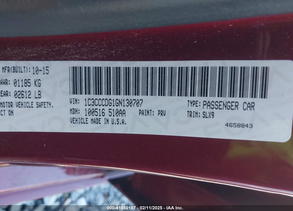 2016 CHRYSLER 200 VIN: 1C3CCCDG1GN130707