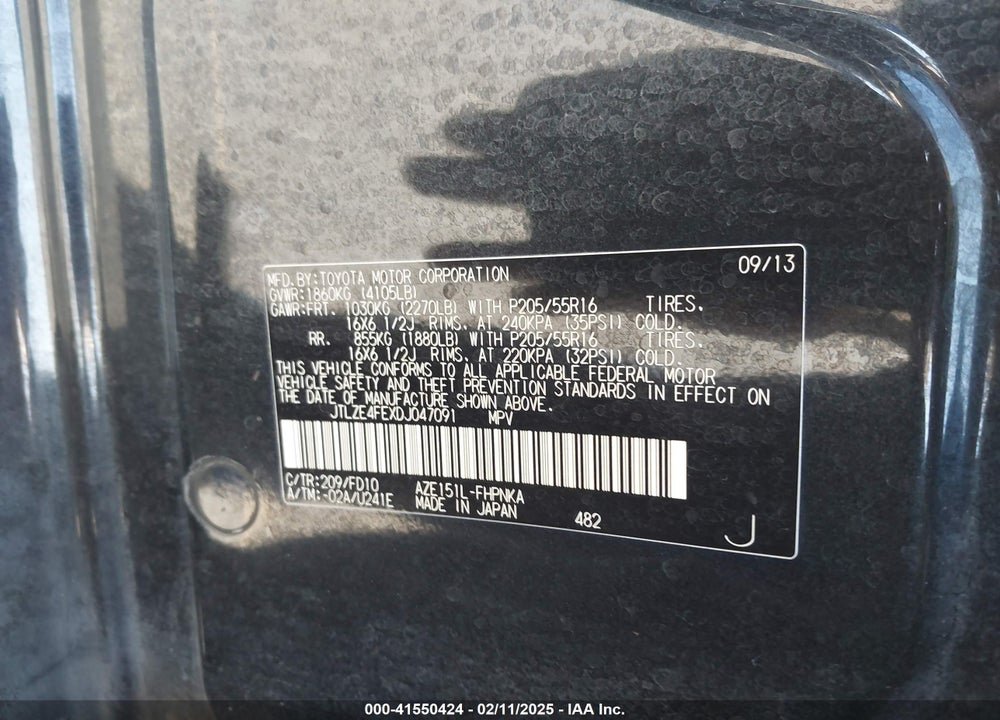 2013 SCION XB 10 SERIES VIN: JTLZE4FEXDJ047091