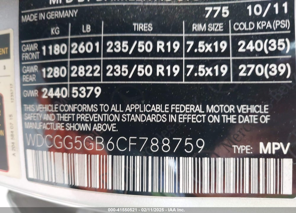 2012 MERCEDES-BENZ GLK 350 VIN: WDCGG5GB6CF788759