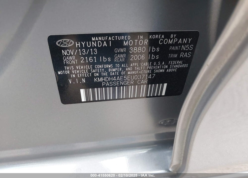 2014 HYUNDAI ELANTRA SE VIN: KMHDH4AE5EU037147
