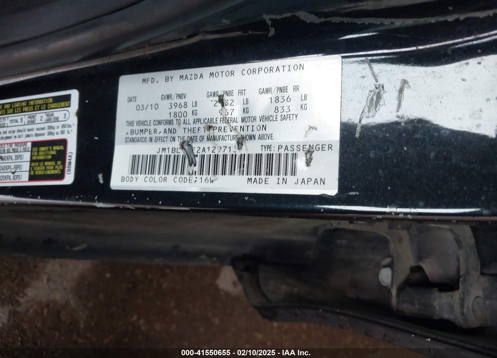 2010 MAZDA 3 VIN: JM1BL1SF2A1297131