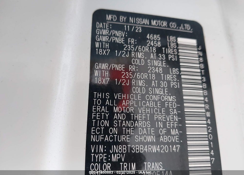 2024 NISSAN ROGUE SV INTELLIGENT AWD VIN: JN8BT3BB4RW420147