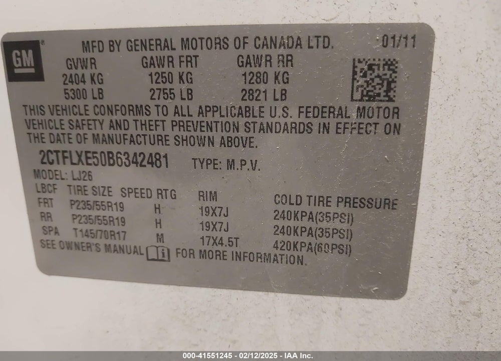 2011 GMC TERRAIN SLT-2 VIN: 2CTFLXE50B6342481