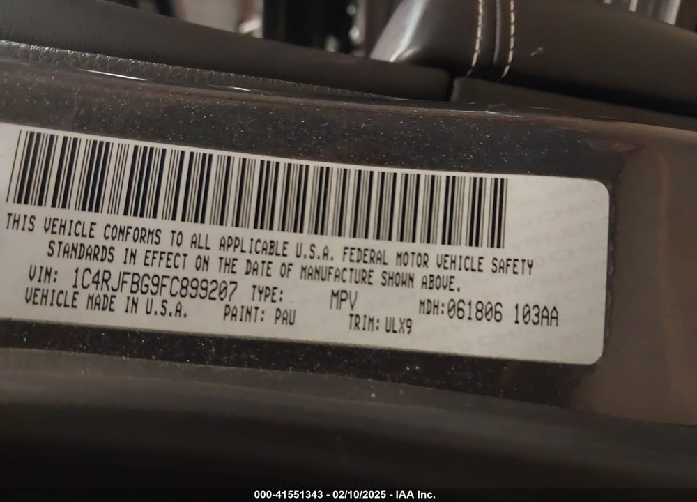 2015 JEEP GRAND CHEROKEE LIMITED VIN: 1C4RJFBG9FC899207