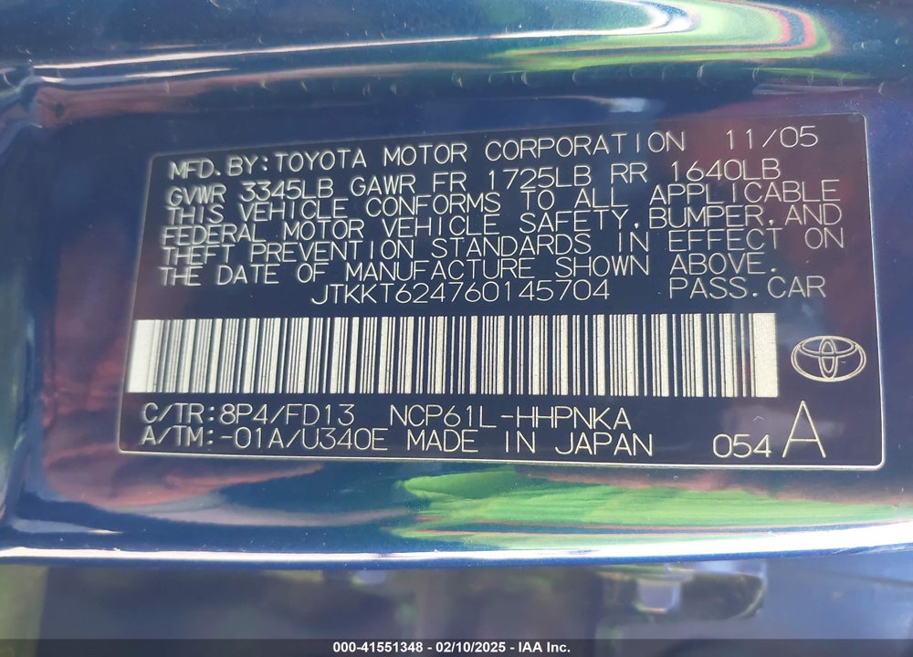 2006 SCION XA VIN: JTKKT624760145704