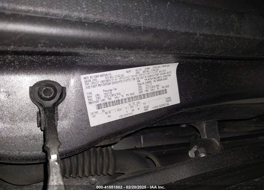 2013 FORD FOCUS VIN: 1FADP3K24DL339108