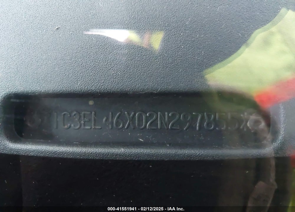 2002 CHRYSLER SEBRING LX/LX PLUS VIN: 1C3EL46X02N297855