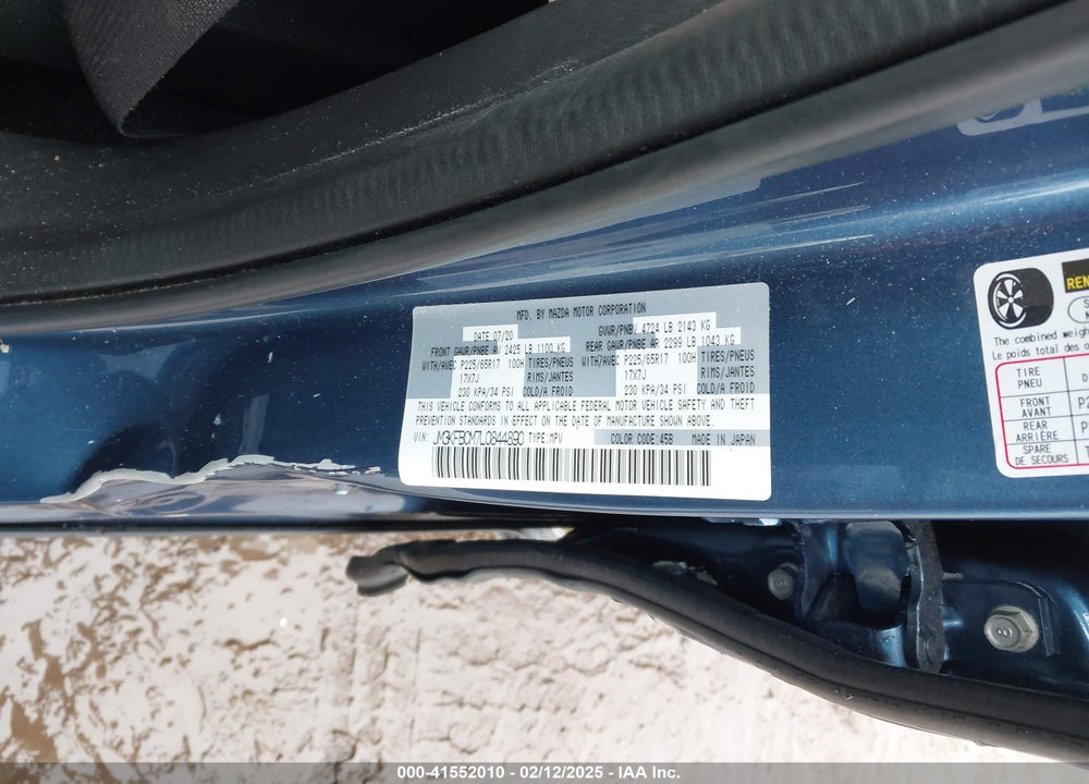 2020 MAZDA CX-5 VIN: JM3KFBCM7L0844890