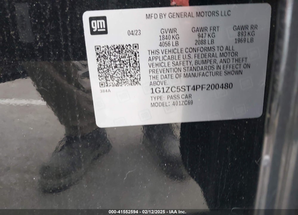 2023 CHEVROLET MALIBU VIN: 1G1ZC5ST4PF200480