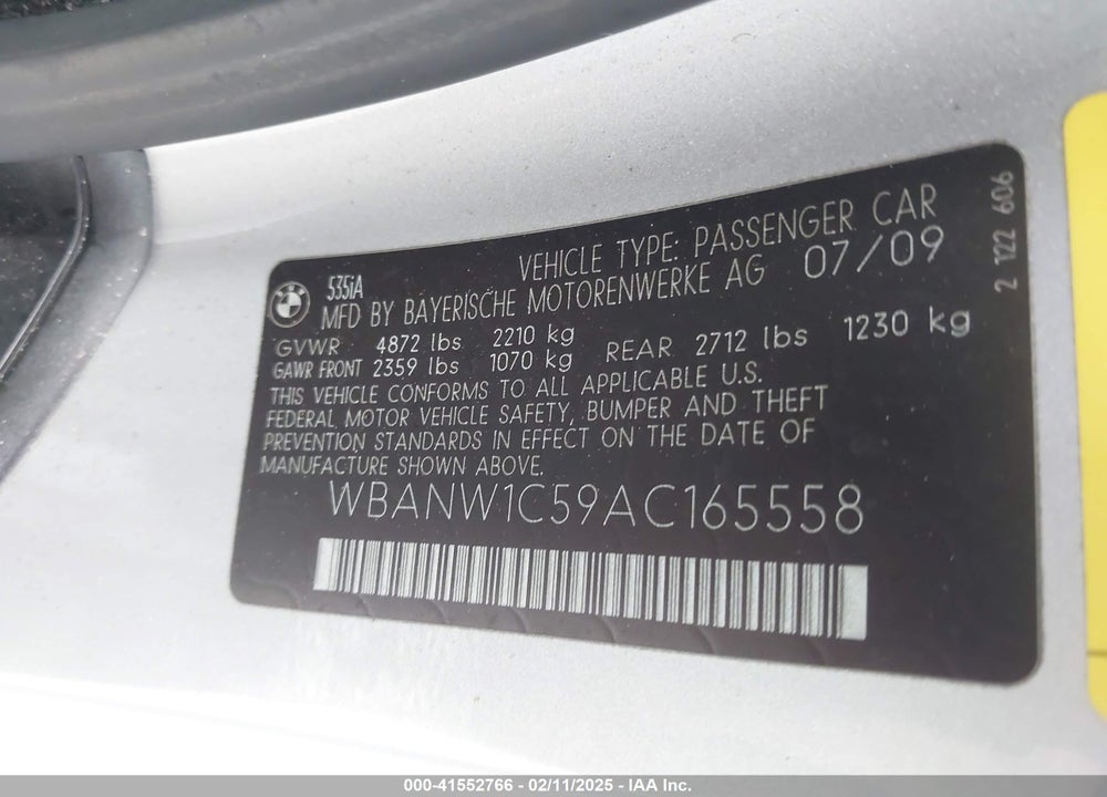 2010 BMW 535I VIN: WBANW1C59AC165558