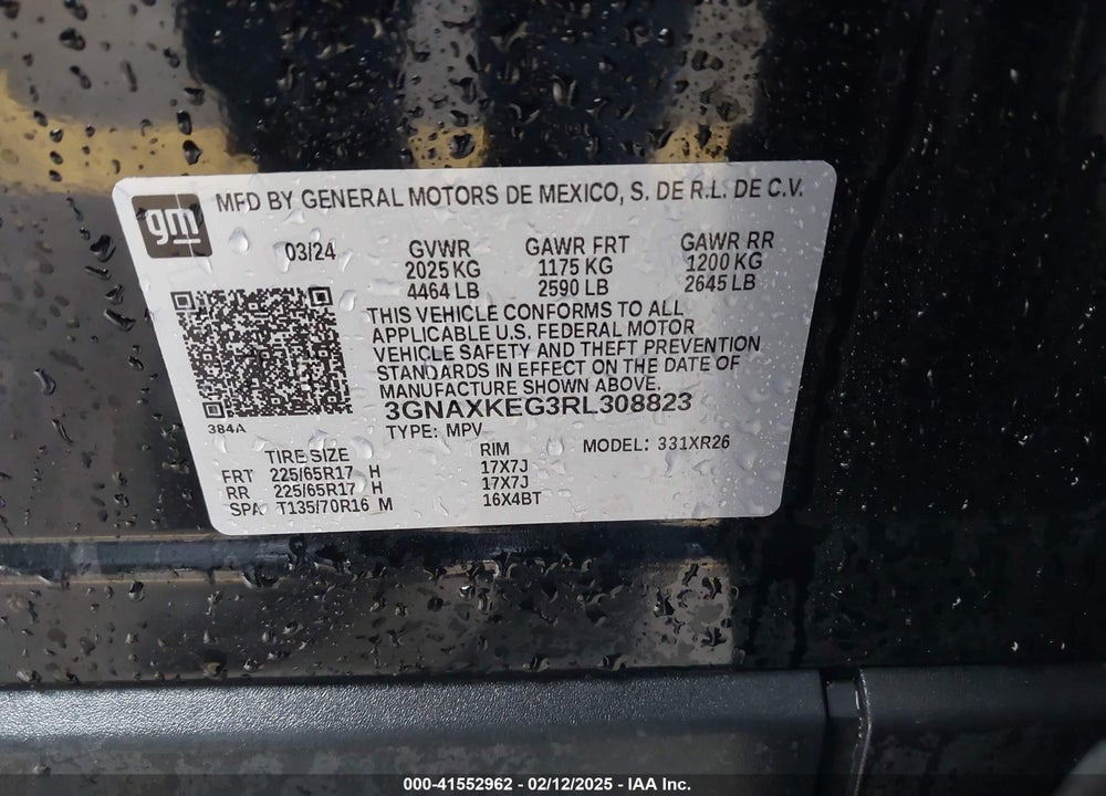 2024 CHEVROLET EQUINOX FWD LT VIN: 3GNAXKEG3RL308823