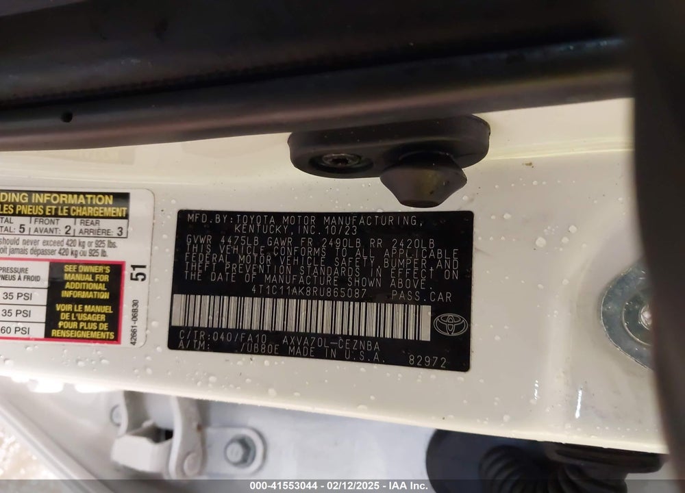 2024 TOYOTA CAMRY VIN: 4T1C11AK8RU865087