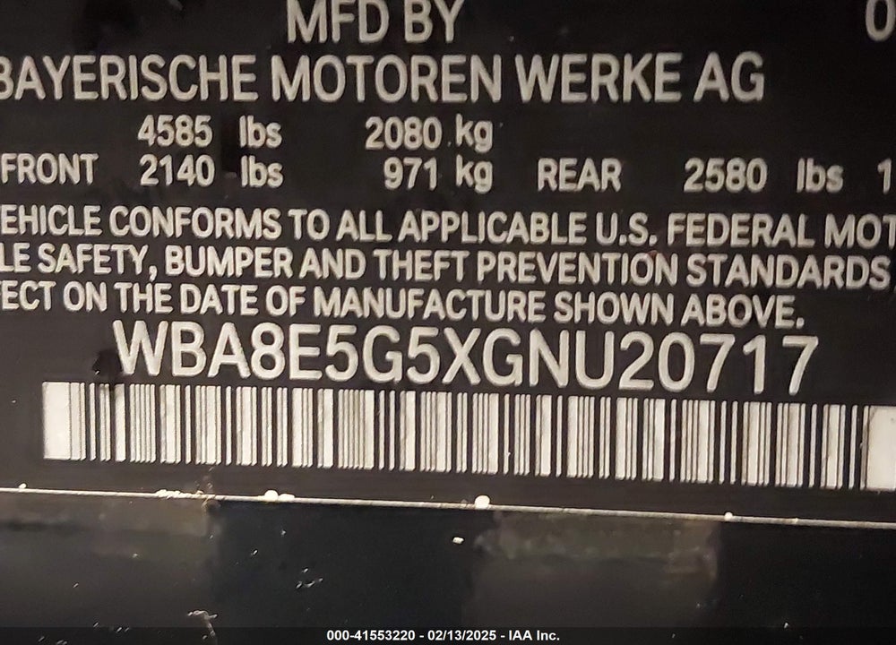 2016 BMW 320I XDRIVE VIN: WBA8E5G5XGNU20717