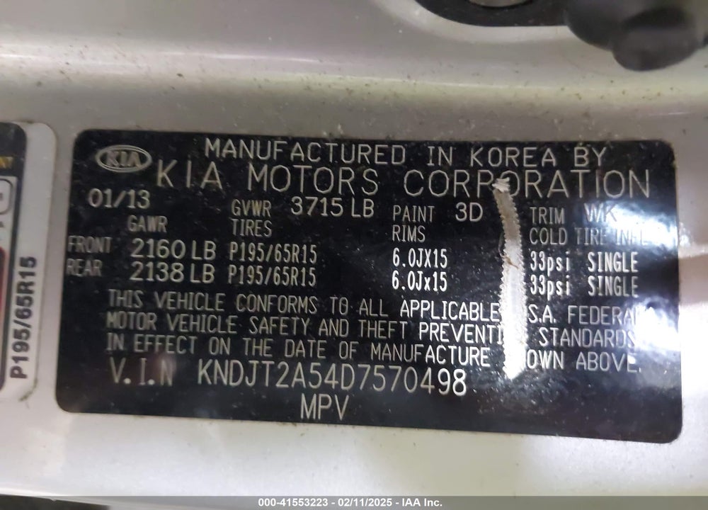 2013 KIA SOUL VIN: KNDJT2A54D7570498