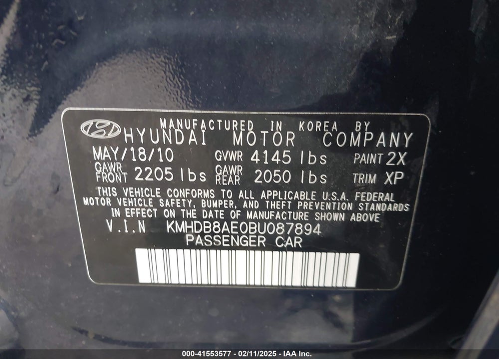 2011 HYUNDAI ELANTRA TOURING GLS VIN: KMHDB8AE0BU087894
