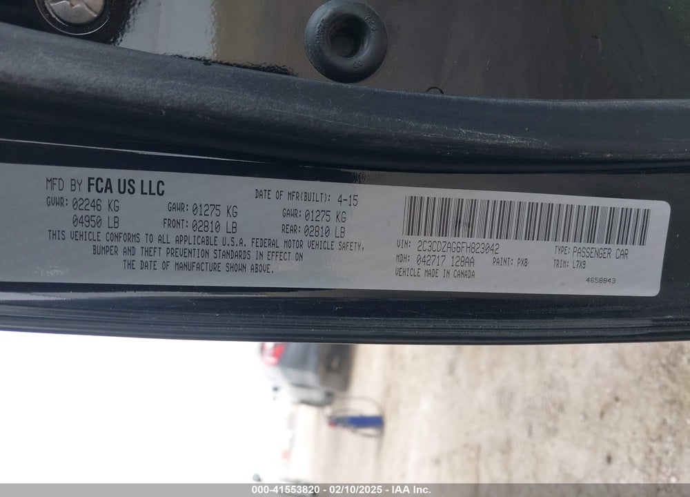 2015 DODGE CHALLENGER SXT VIN: 2C3CDZAG6FH823042
