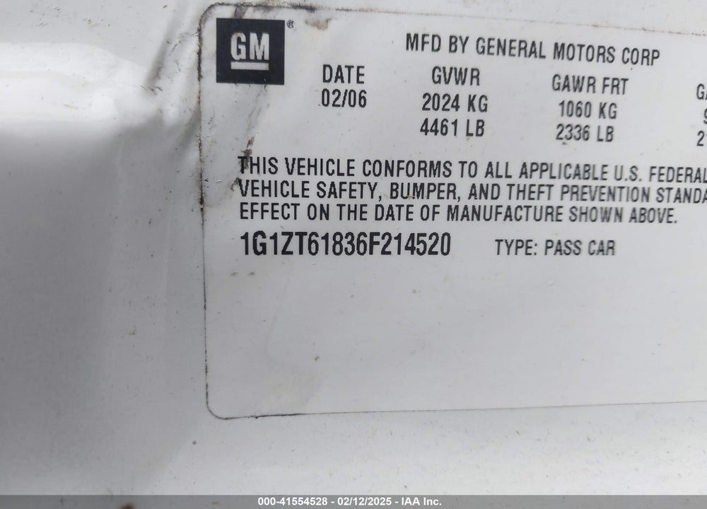 2006 CHEVROLET MALIBU MAXX LT VIN: 1G1ZT61836F214520