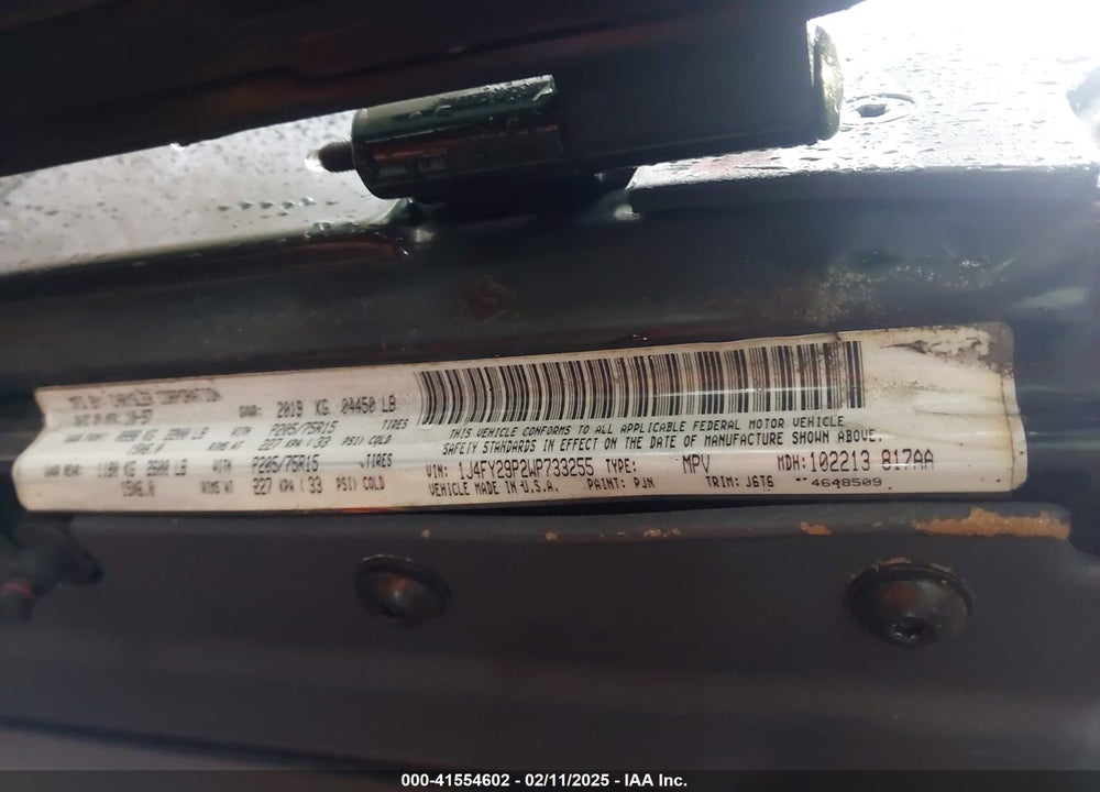 1998 JEEP WRANGLER / VIN: 1J4FY29P2WP733255