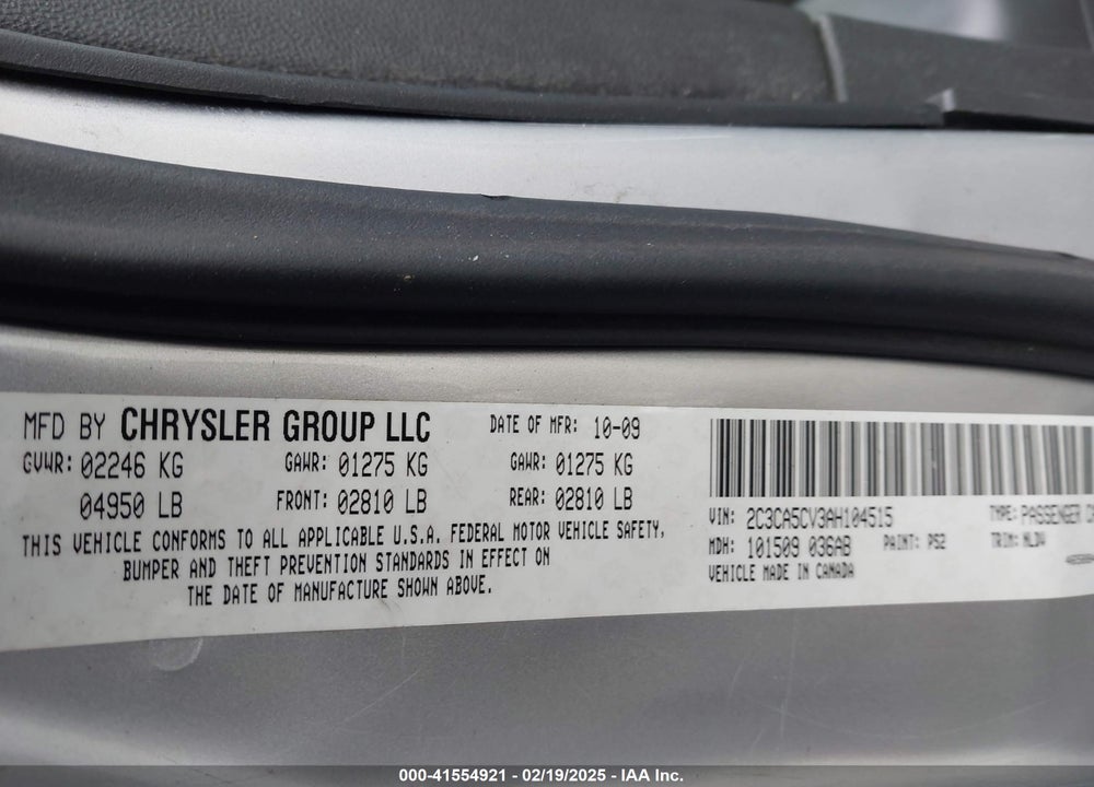 2010 CHRYSLER 300 TOURING/SIGNATURE SERIES/EXECUTIVE SERIES VIN: 2C3CA5CV3AH104515