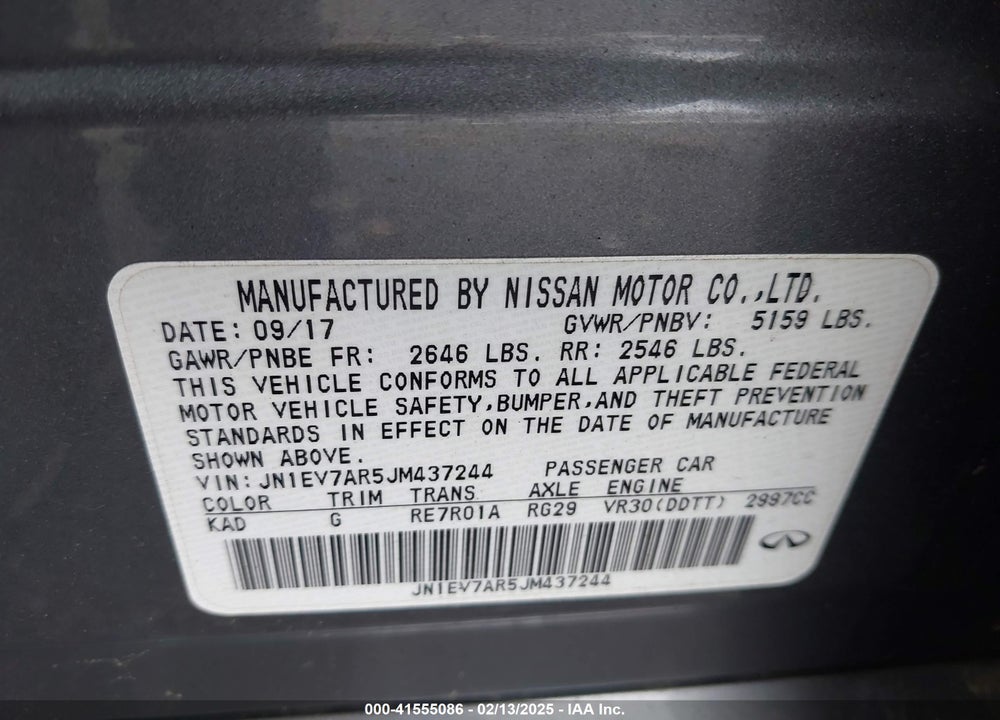 2018 INFINITI Q50 VIN: JN1EV7AR5JM437244