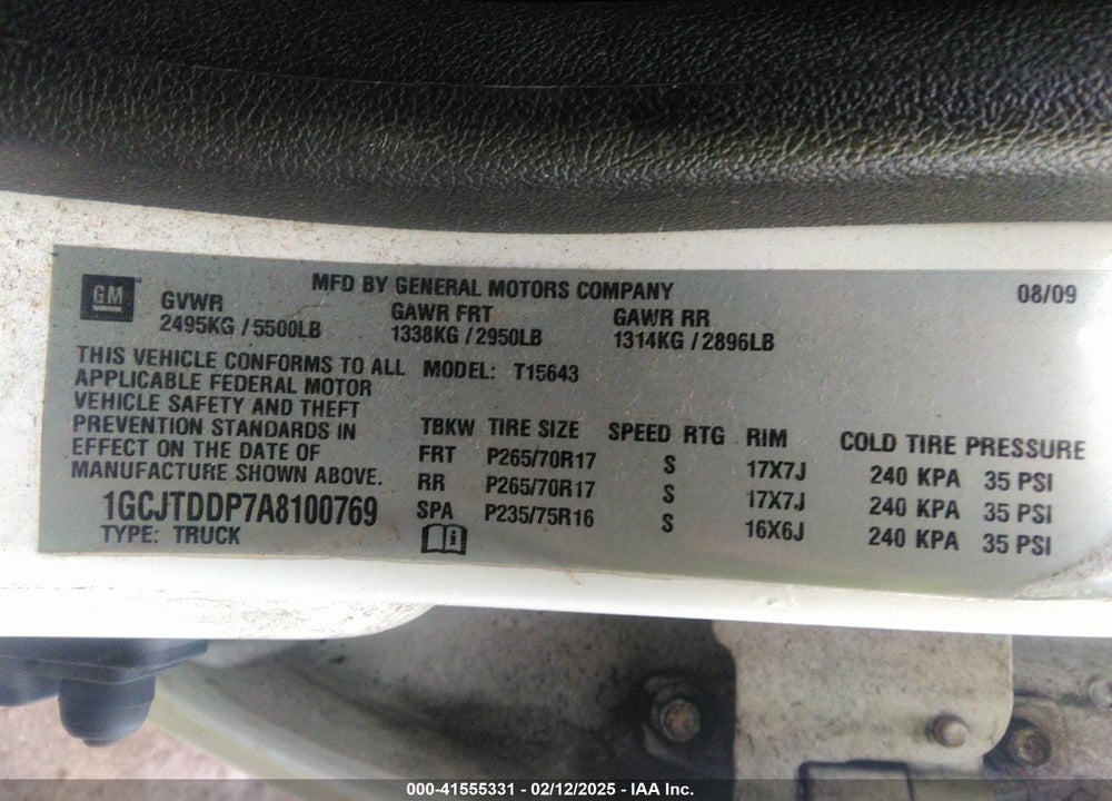 2010 CHEVROLET COLORADO 2LT VIN: 1GCJTDDP7A8100769