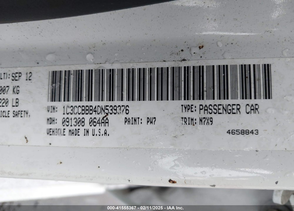 2013 CHRYSLER 200 VIN: 1C3CCBBB4DN539376