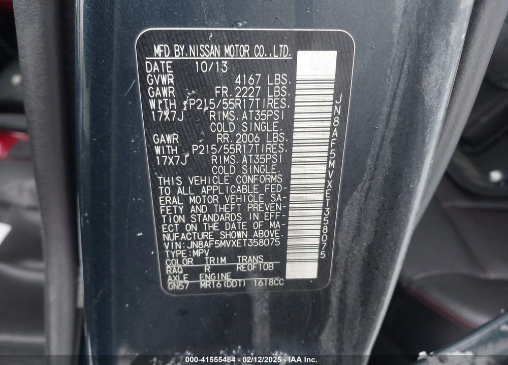 2014 NISSAN JUKE SL VIN: JN8AF5MVXET358075