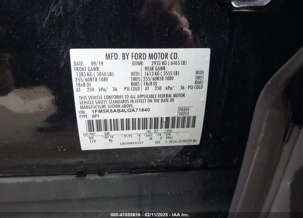 2020 FORD POLICE INTERCEPTOR VIN: 1FM5K8AB4LGA71840