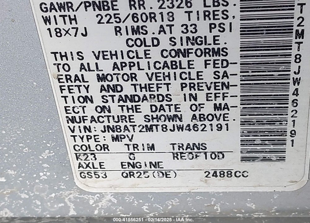 2018 NISSAN ROGUE SL VIN: JN8AT2MT8JW462191
