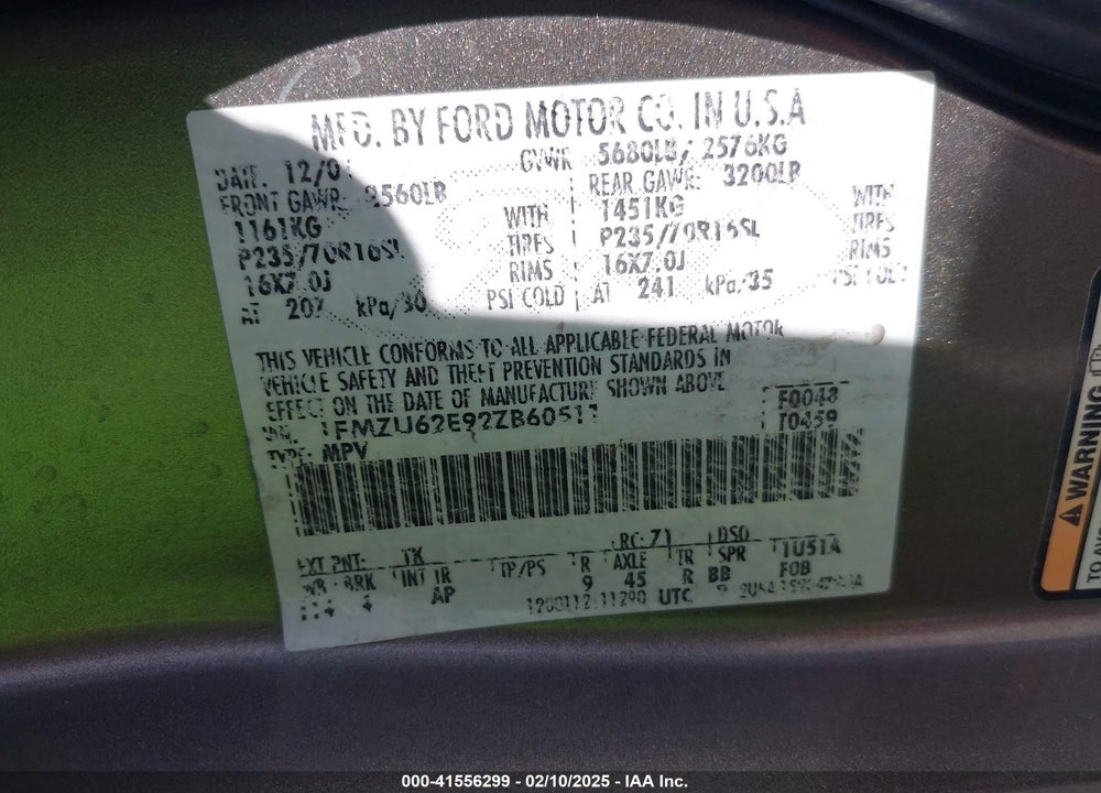2002 FORD EXPLORER XLS VIN: 1FMZU62E92ZB60511