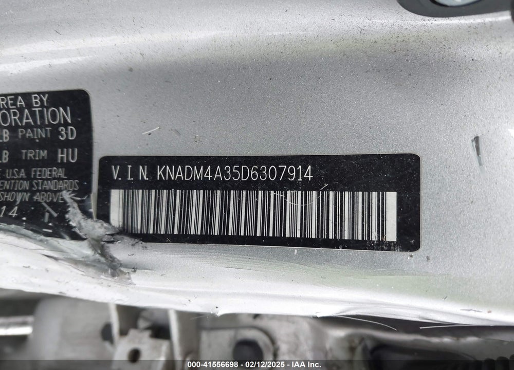2013 KIA RIO VIN: KNADM4A35D6307914