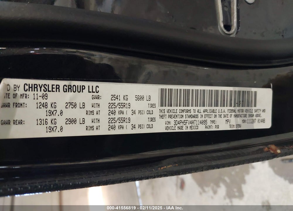 2010 DODGE JOURNEY SXT VIN: 3D4PH5FV4AT114095