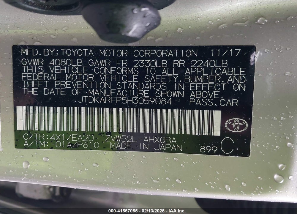 2017 TOYOTA PRIUS PRIME VIN: JTDKARFP5H3059084