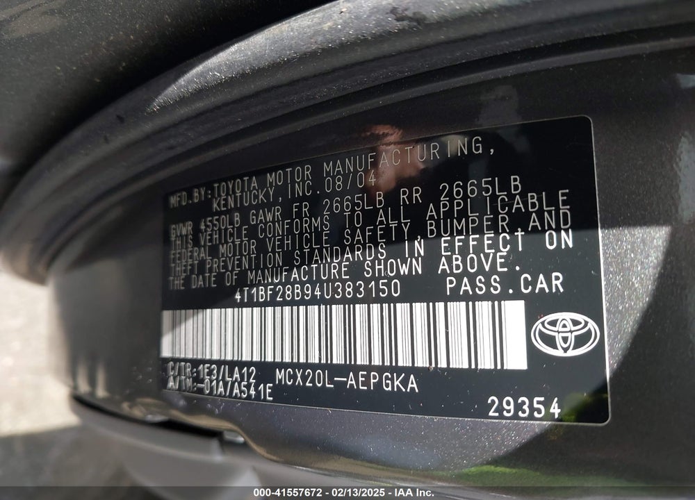 2004 TOYOTA AVALON XLS VIN: 4T1BF28B94U383150