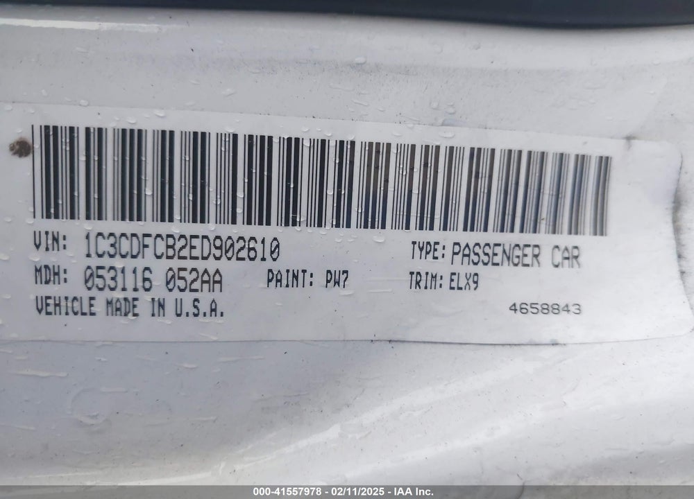 2014 DODGE DART VIN: 1C3CDFCB2ED902610